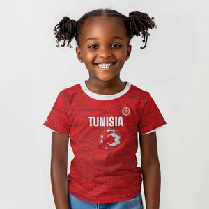 Custom Tunisia Football Kid T shirt 2026 Eagles of Carthage Red Grunge - African Pride