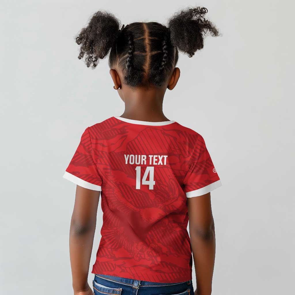 Custom Tunisia Football Kid T shirt 2026 Eagles of Carthage Red Grunge LT14