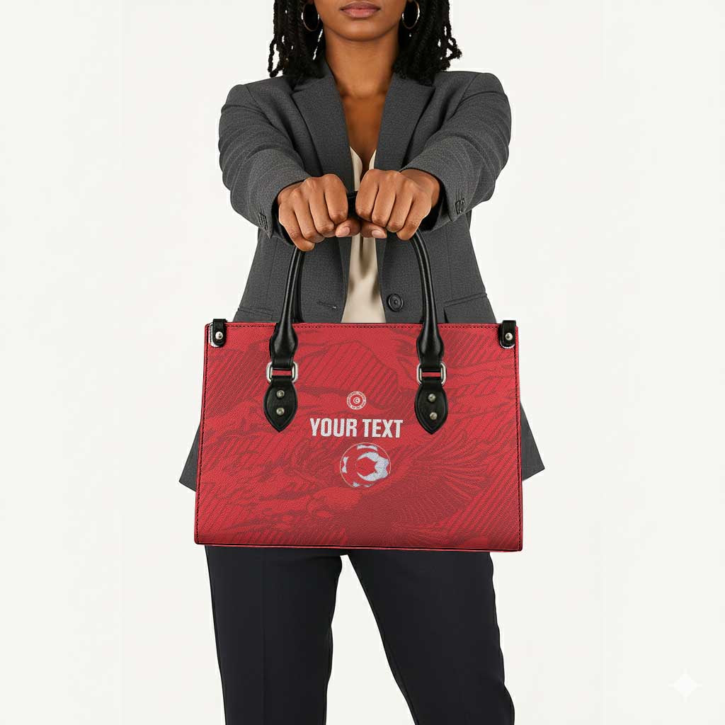 Custom Tunisia Football Leather Bag 2026 Eagles of Carthage Red Grunge - African Pride