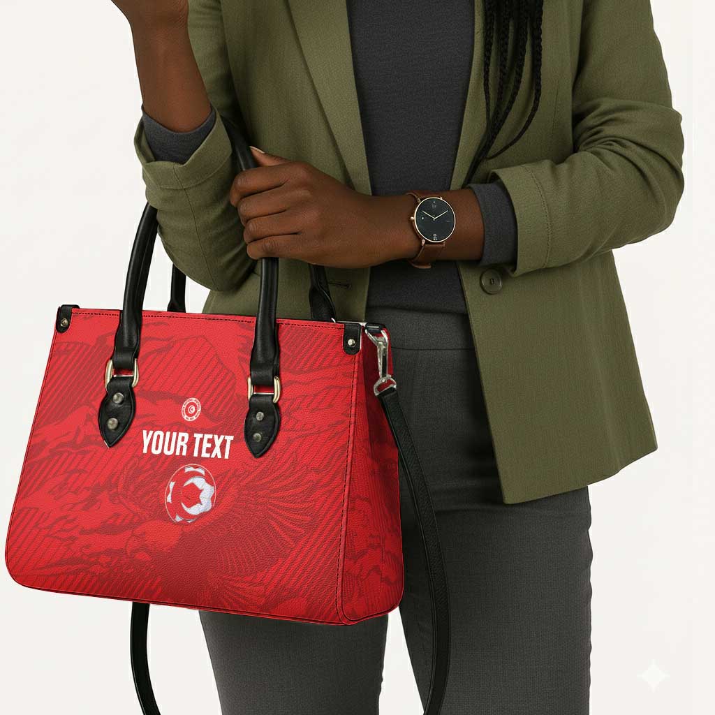 Custom Tunisia Football Leather Bag 2026 Eagles of Carthage Red Grunge - African Pride