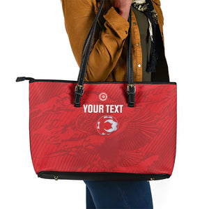 Custom Tunisia Football Leather Tote Bag 2026 Eagles of Carthage Red Grunge - African Pride