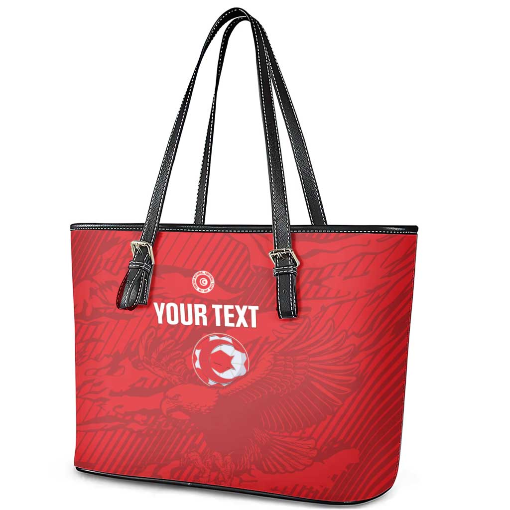 Custom Tunisia Football Leather Tote Bag 2026 Eagles of Carthage Red Grunge - African Pride