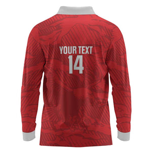 Custom Tunisia Football Long Sleeve Polo Shirt 2026 Eagles of Carthage Red Grunge - African Pride