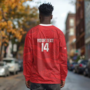 Custom Tunisia Football Long Sleeve Shirt 2026 Eagles of Carthage Red Grunge - African Pride