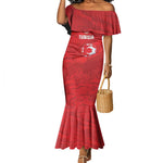 Custom Tunisia Football Mermaid Dress 2026 Eagles of Carthage Red Grunge - African Pride
