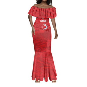Custom Tunisia Football Mermaid Dress 2026 Eagles of Carthage Red Grunge - African Pride