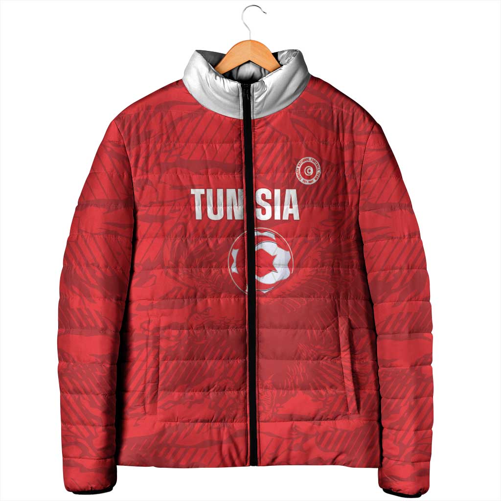 Custom Tunisia Football Padded Jacket 2026 Eagles of Carthage Red Grunge - African Pride