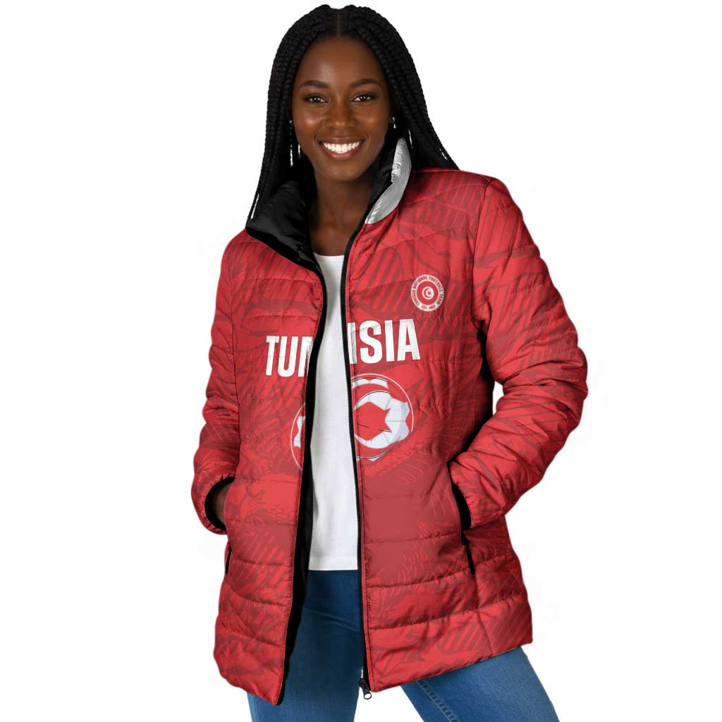Custom Tunisia Football Padded Jacket 2026 Eagles of Carthage Red Grunge - African Pride
