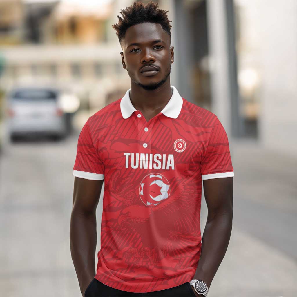 Custom Tunisia Football Polo Shirt 2026 Eagles of Carthage Red Grunge - African Pride