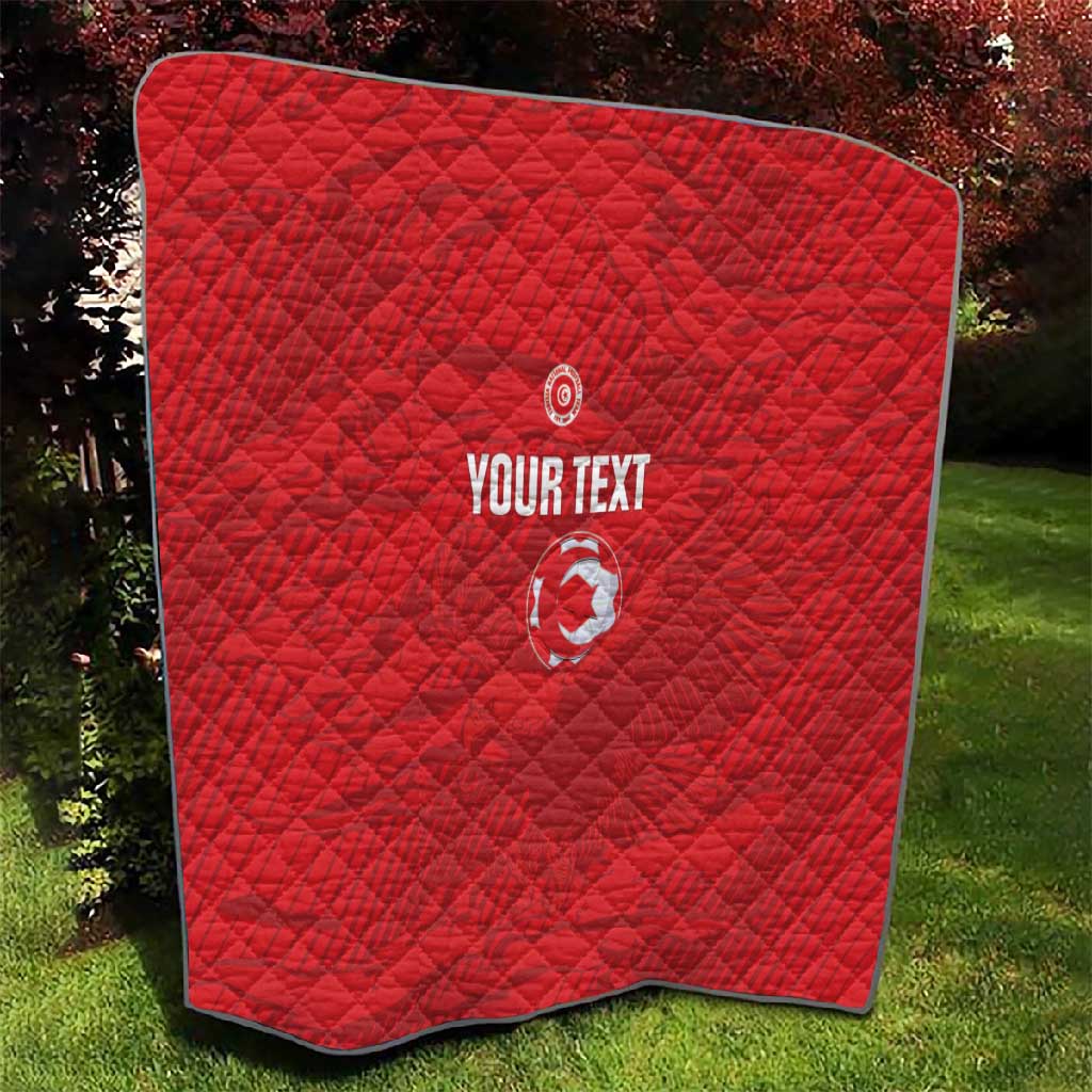 Custom Tunisia Football Quilt 2026 Eagles of Carthage Red Grunge - African Pride