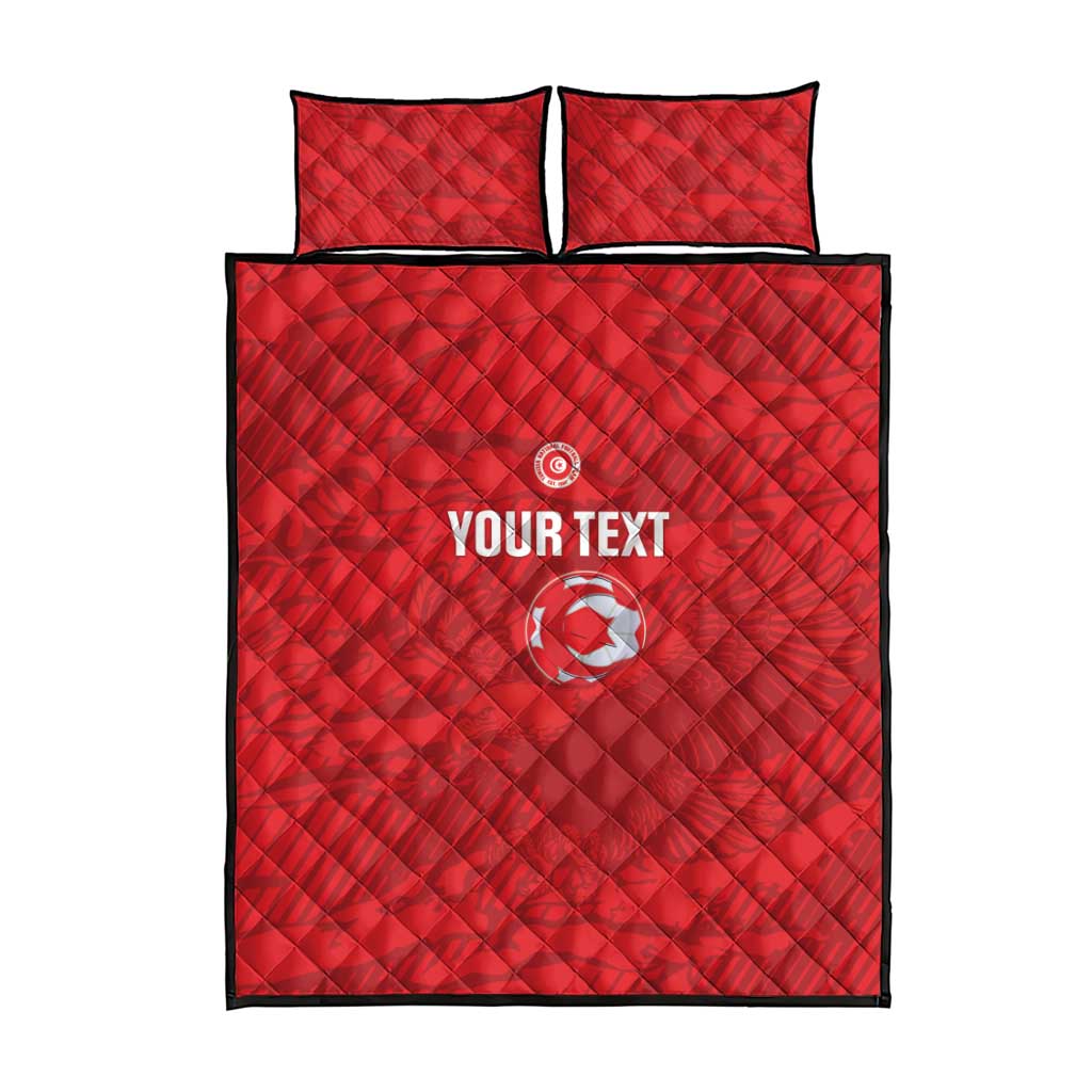 Custom Tunisia Football Quilt Bed Set 2026 Eagles of Carthage Red Grunge - African Pride