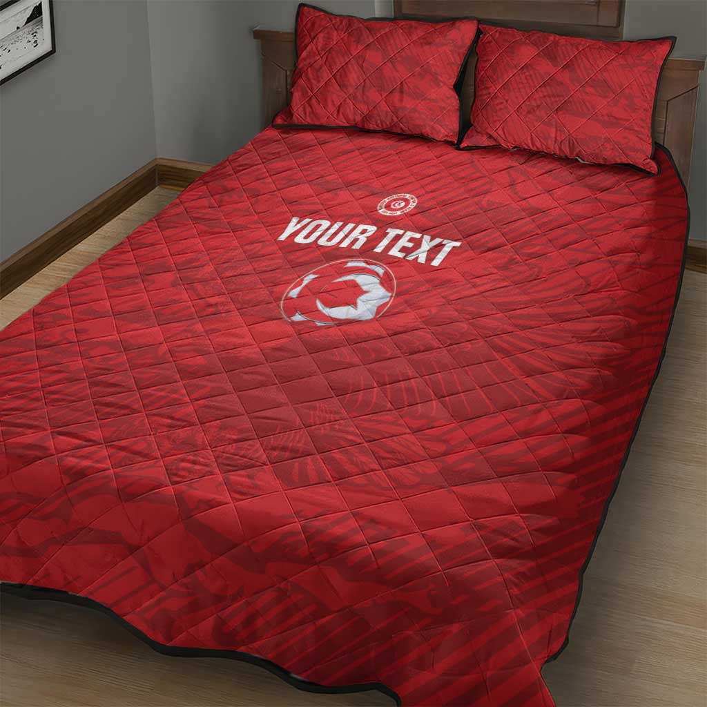 Custom Tunisia Football Quilt Bed Set 2026 Eagles of Carthage Red Grunge - African Pride
