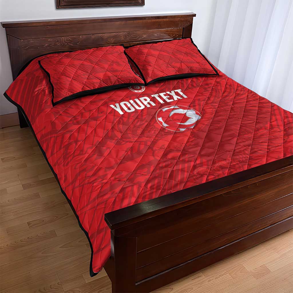 Custom Tunisia Football Quilt Bed Set 2026 Eagles of Carthage Red Grunge - African Pride