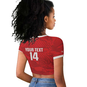 Custom Tunisia Football Raglan Cropped T shirt 2026 Eagles of Carthage Red Grunge - African Pride