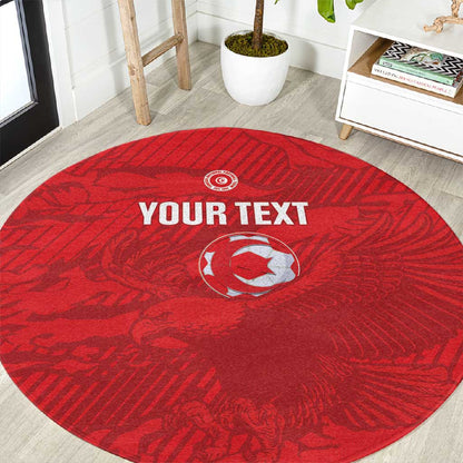 Custom Tunisia Football Round Carpet 2026 Eagles of Carthage Red Grunge - African Pride