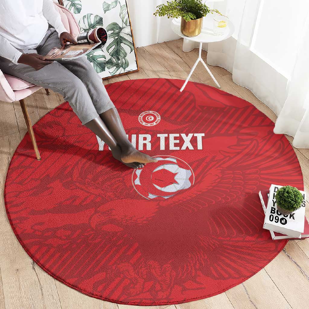 Custom Tunisia Football Round Carpet 2026 Eagles of Carthage Red Grunge - African Pride