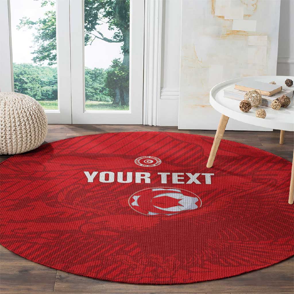 Custom Tunisia Football Round Carpet 2026 Eagles of Carthage Red Grunge - African Pride