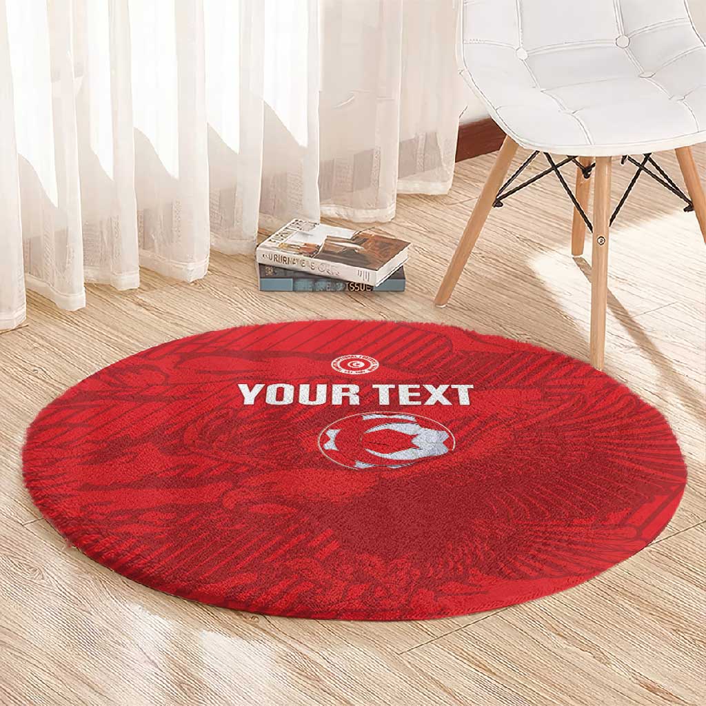 Custom Tunisia Football Round Carpet 2026 Eagles of Carthage Red Grunge - African Pride