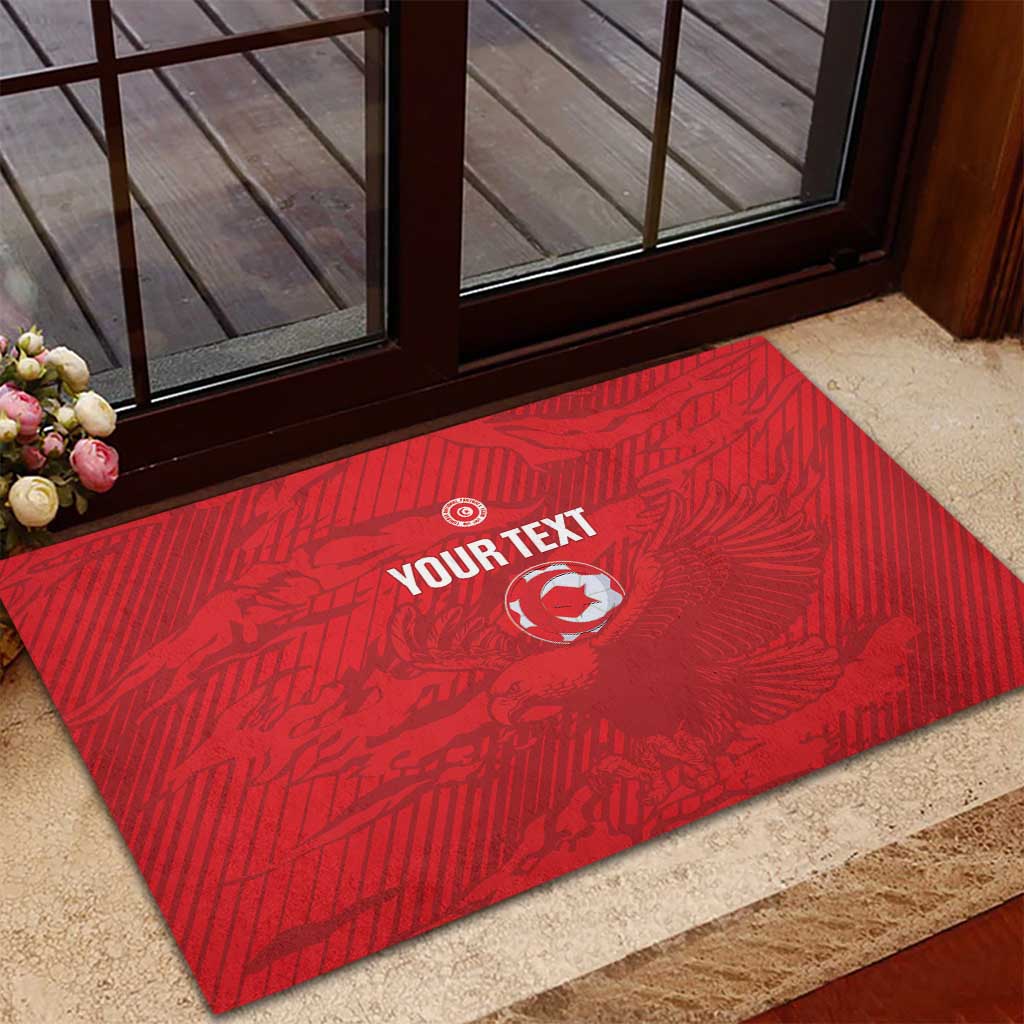 Custom Tunisia Football Rubber Doormat 2026 Eagles of Carthage Red Grunge - African Pride