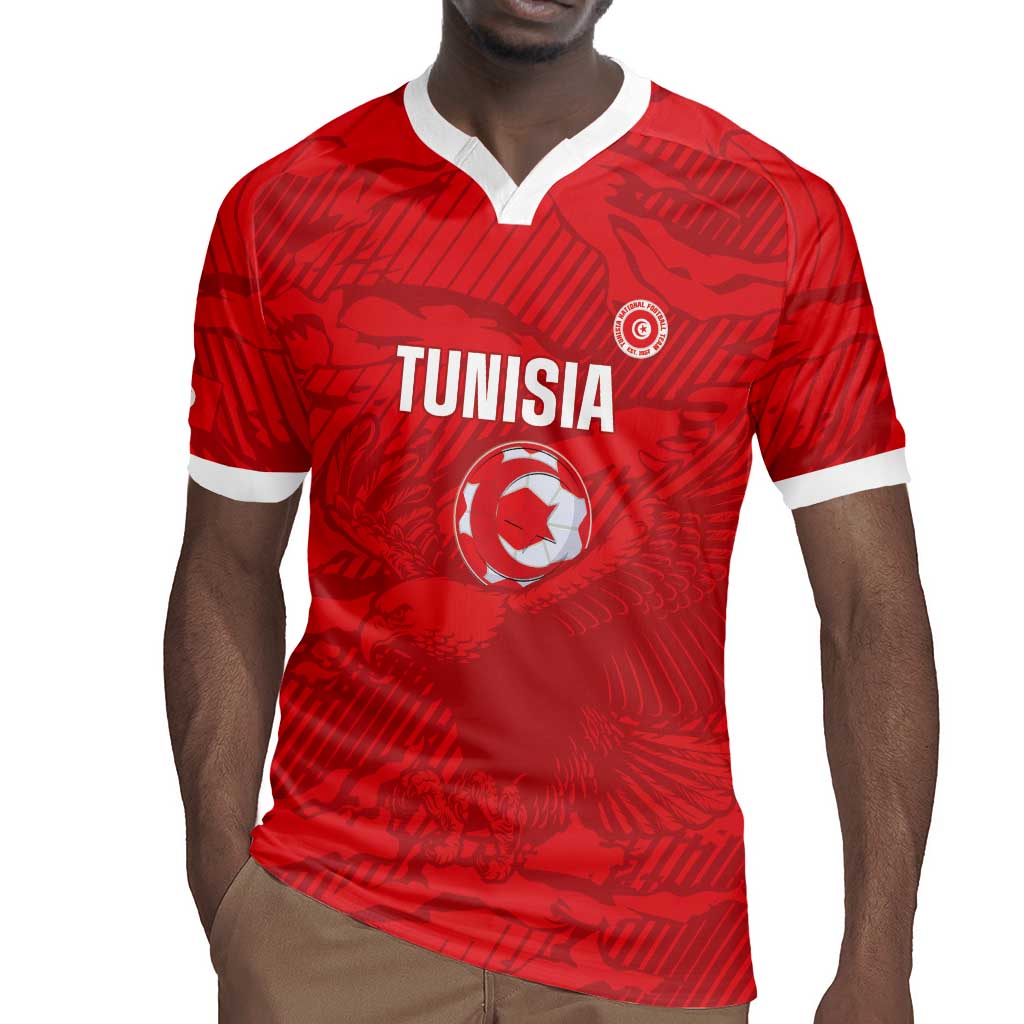 Custom Tunisia Football Rugby Jersey 2026 Eagles of Carthage Red Grunge LT14