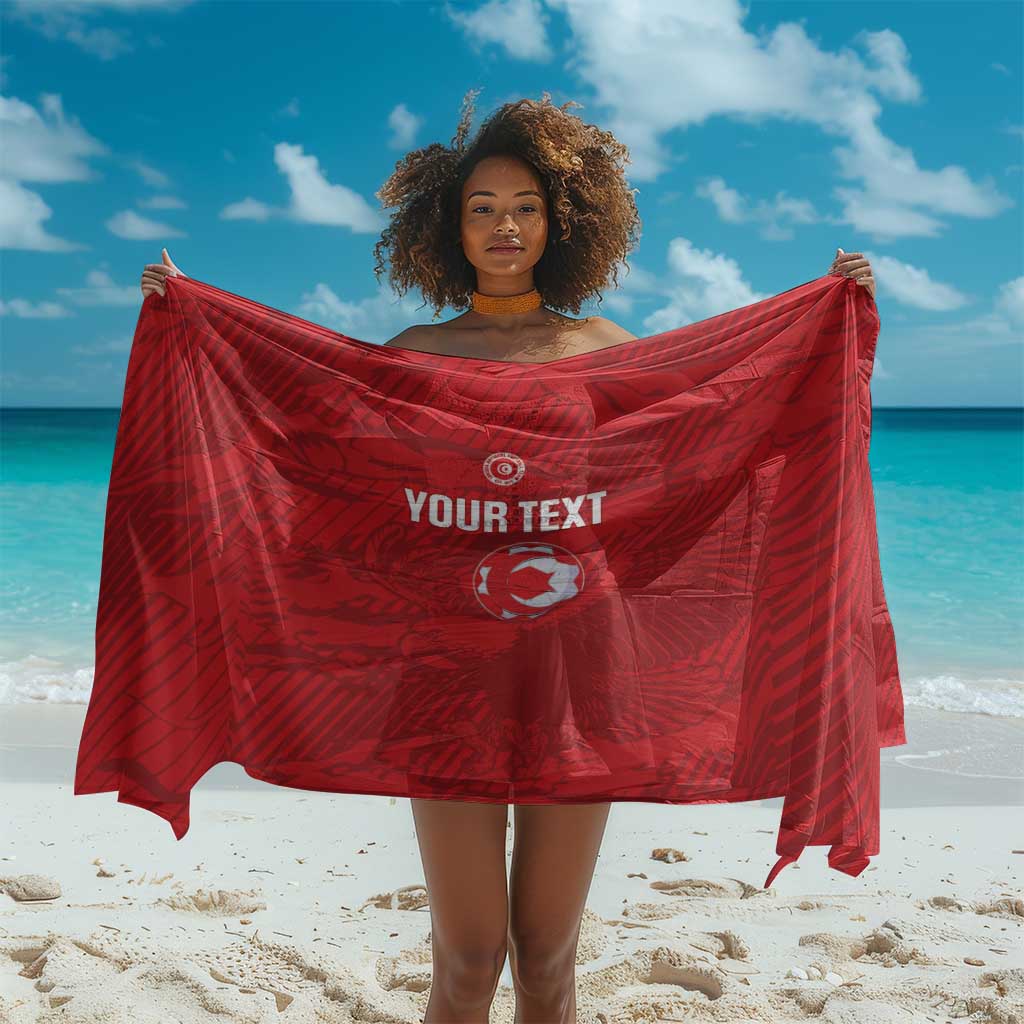 Custom Tunisia Football Sarong 2026 Eagles of Carthage Red Grunge - African Pride