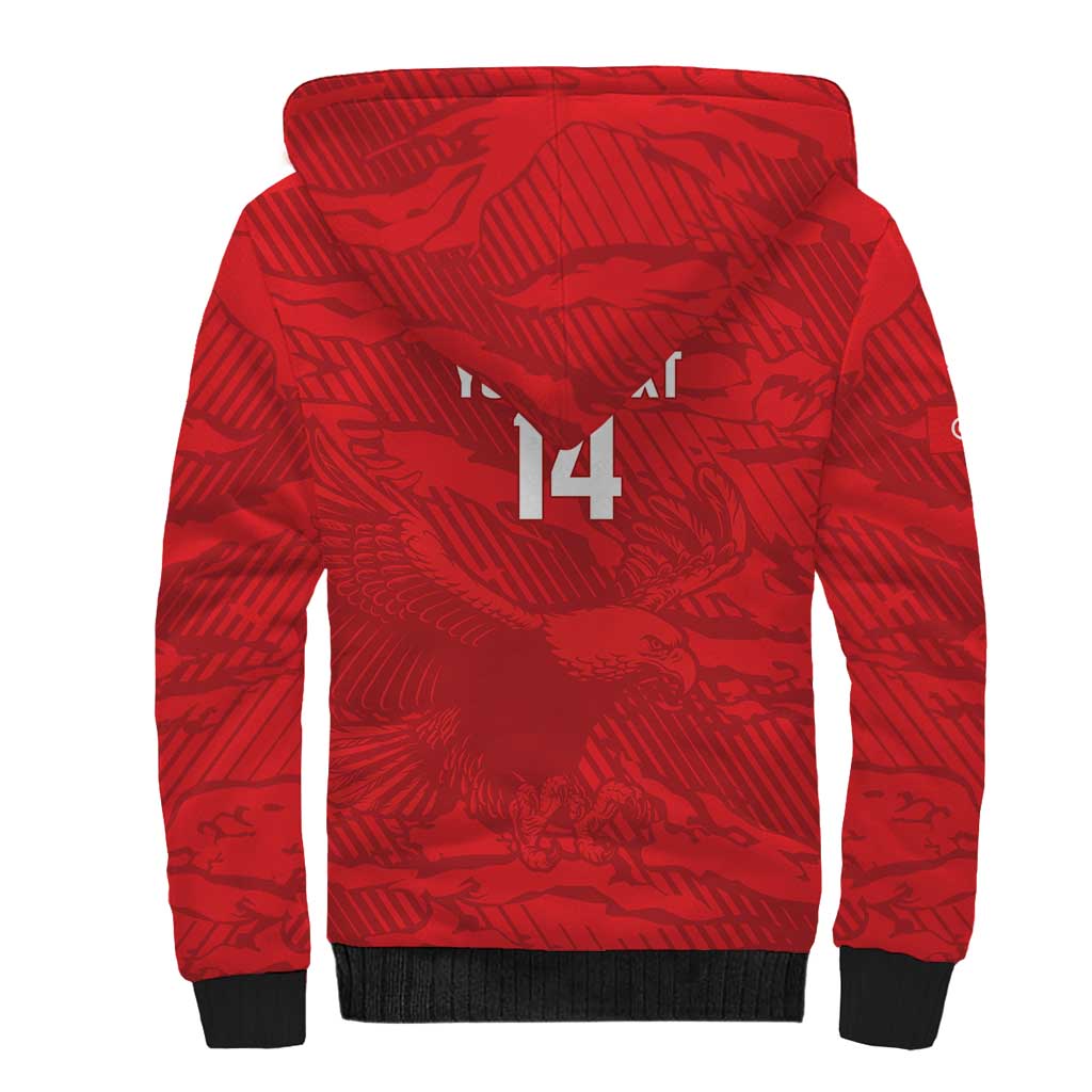Custom Tunisia Football Sherpa Hoodie 2026 Eagles of Carthage Red Grunge - African Pride