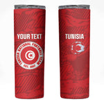 Custom Tunisia Football Skinny Tumbler 2026 Eagles of Carthage Red Grunge - African Pride