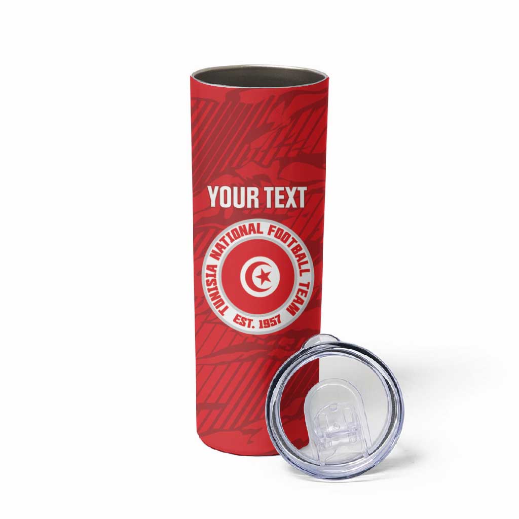 Custom Tunisia Football Skinny Tumbler 2026 Eagles of Carthage Red Grunge - African Pride