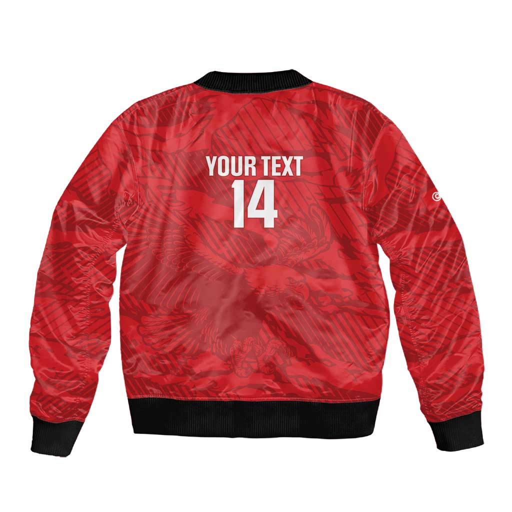 Custom Tunisia Football Sleeve Zip Bomber Jacket 2026 Eagles of Carthage Red Grunge - African Pride