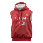 Custom Tunisia Football Sleeveless Hoodie 2026 Eagles of Carthage Red Grunge - African Pride