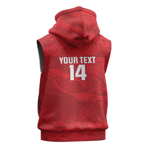 Custom Tunisia Football Sleeveless Zip Hoodie 2026 Eagles of Carthage Red Grunge - African Pride