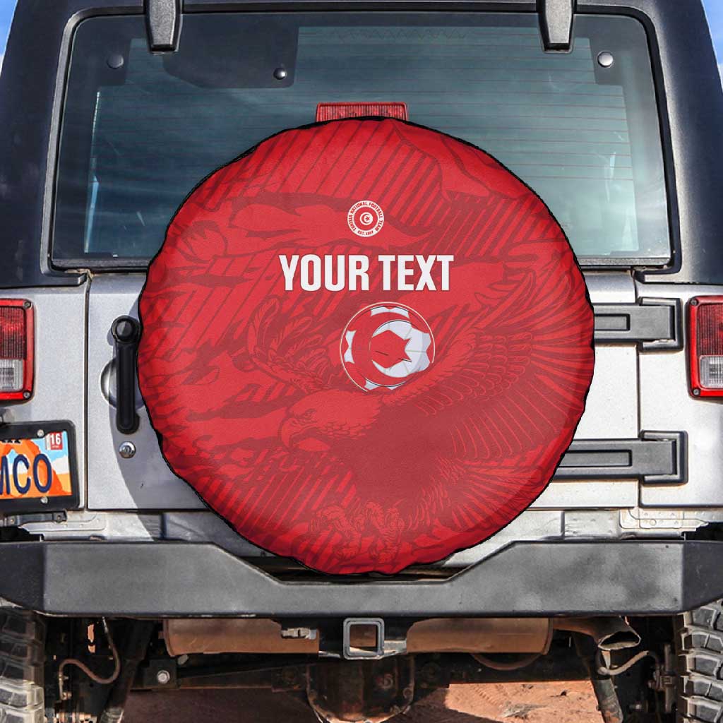 Custom Tunisia Football Spare Tire Cover 2026 Eagles of Carthage Red Grunge - African Pride