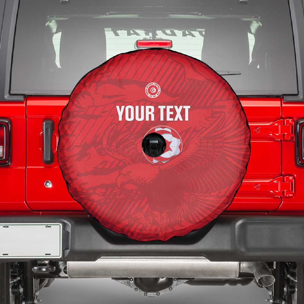 Custom Tunisia Football Spare Tire Cover 2026 Eagles of Carthage Red Grunge - African Pride