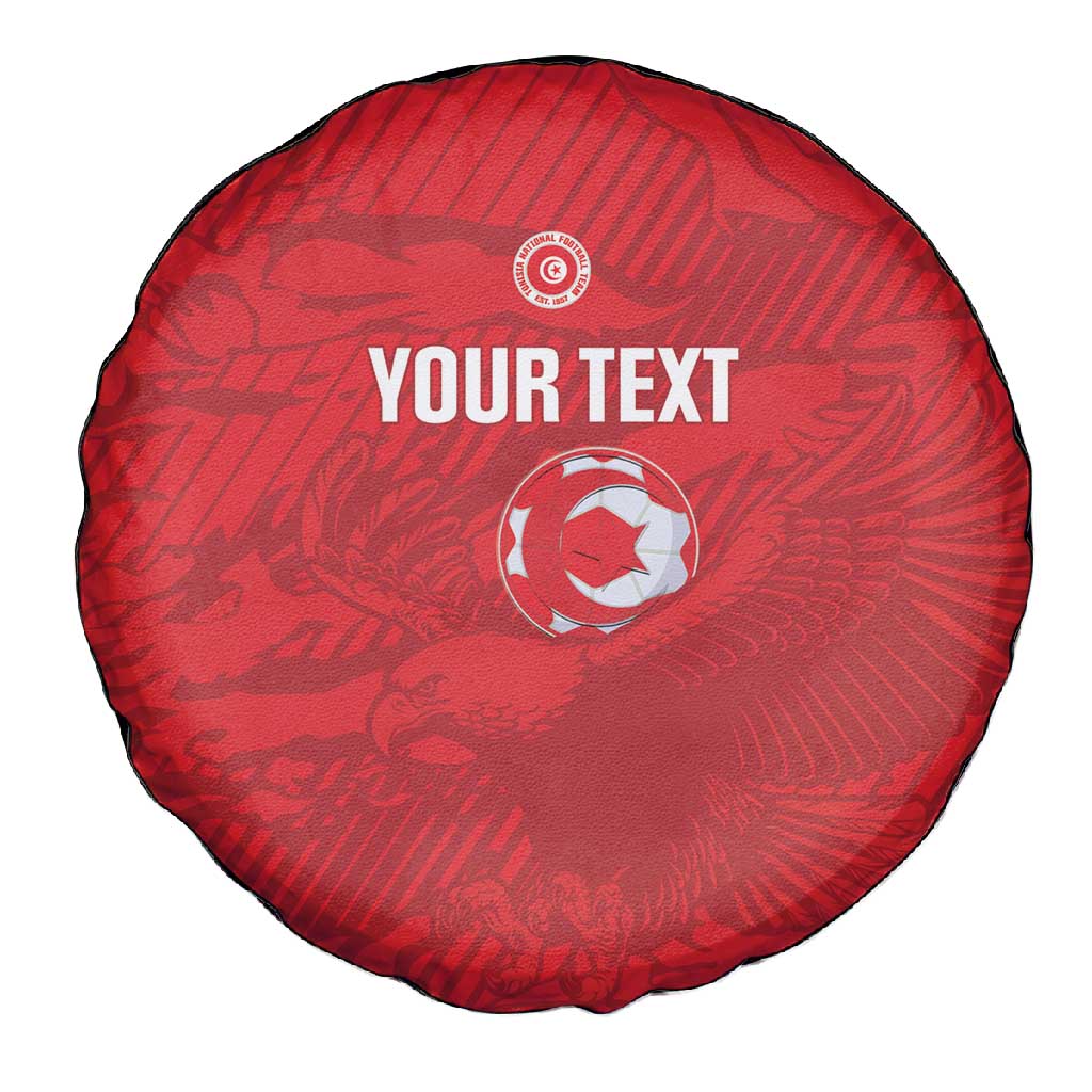 Custom Tunisia Football Spare Tire Cover 2026 Eagles of Carthage Red Grunge - African Pride