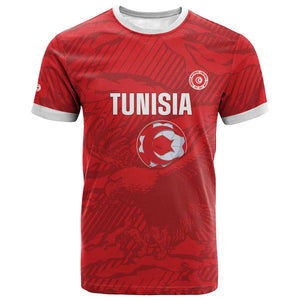 Custom Tunisia Football T shirt 2026 Eagles of Carthage Red Grunge LT14