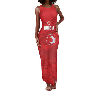Custom Tunisia Football Tank Maxi Dress 2026 Eagles of Carthage Red Grunge - African Pride