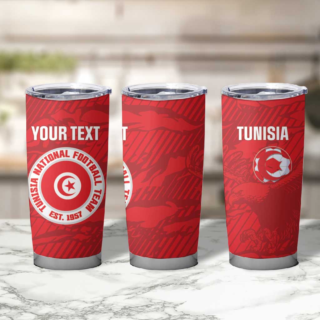Custom Tunisia Football Tumbler Cup 2026 Eagles of Carthage Red Grunge - African Pride