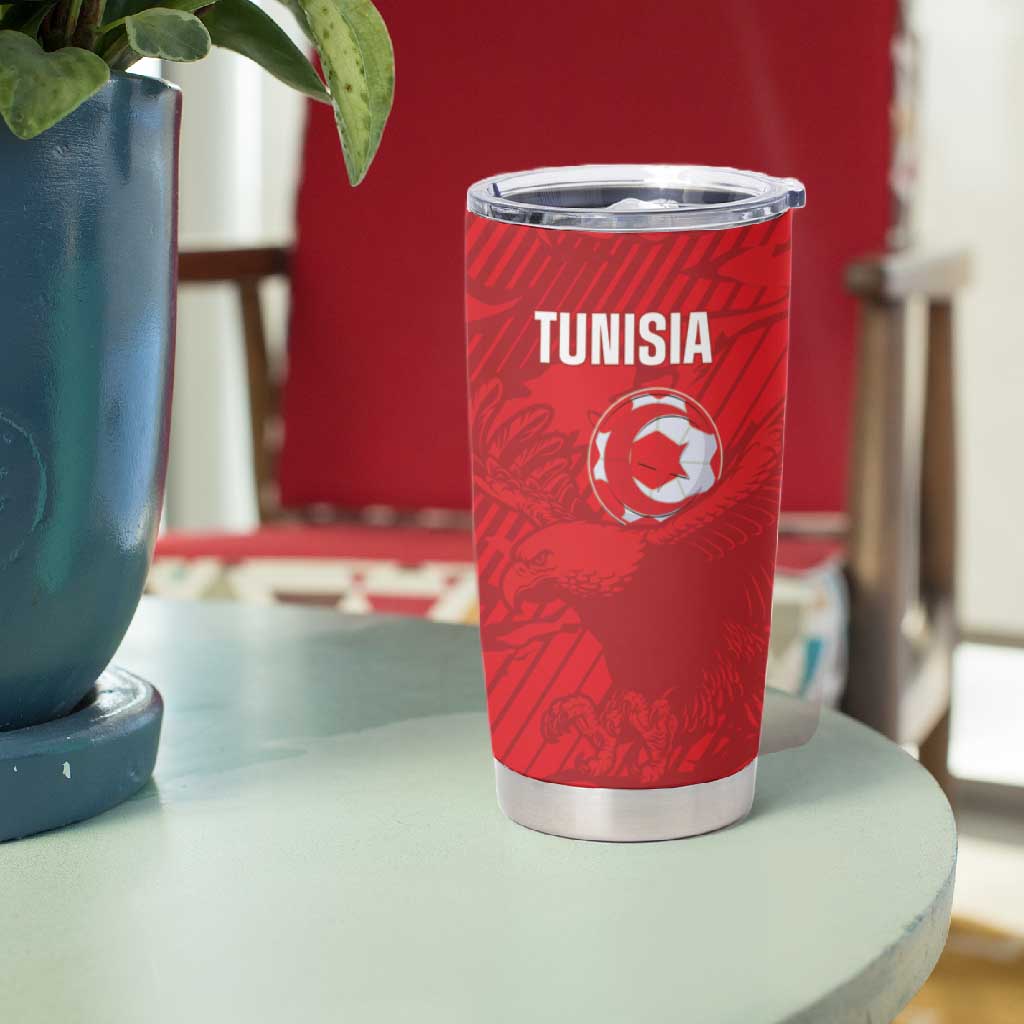 Custom Tunisia Football Tumbler Cup 2026 Eagles of Carthage Red Grunge - African Pride
