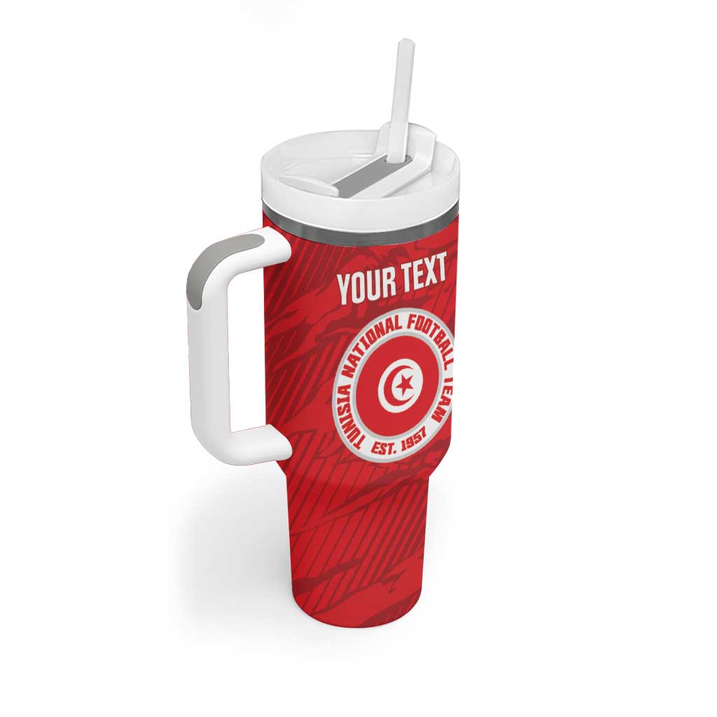 Custom Tunisia Football Tumbler With Handle 2026 Eagles of Carthage Red Grunge - African Pride