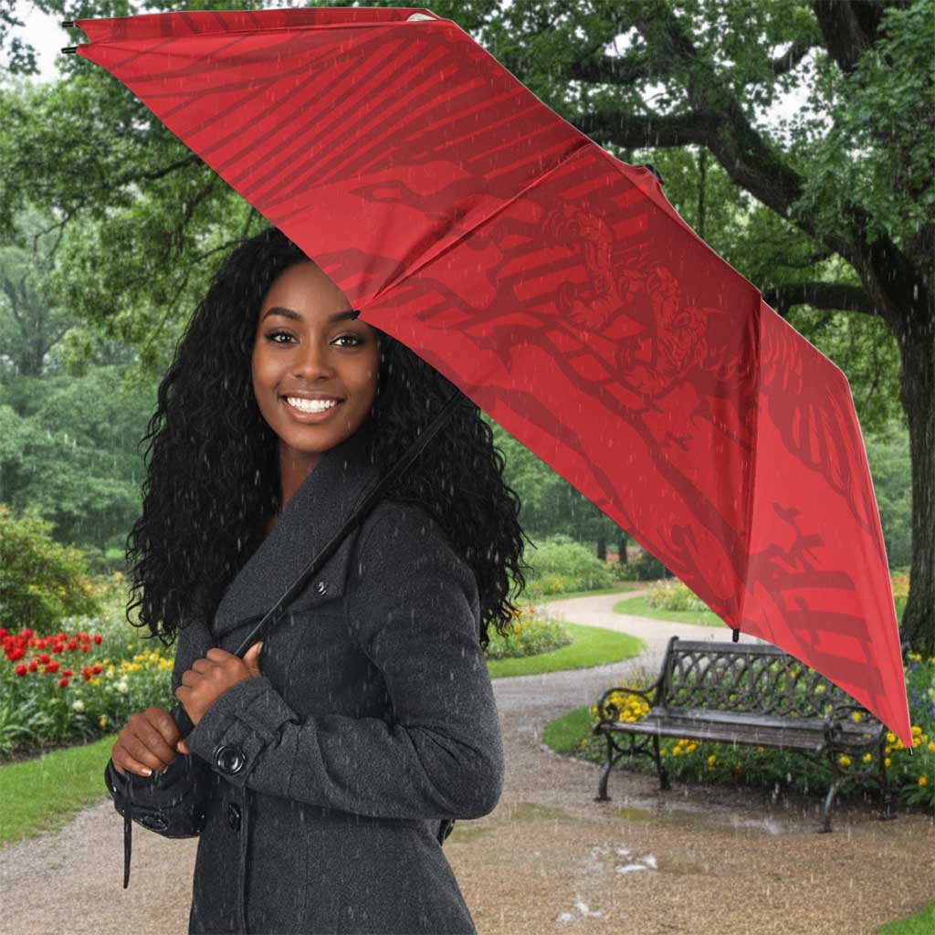 Custom Tunisia Football Umbrella 2026 Eagles of Carthage Red Grunge - African Pride