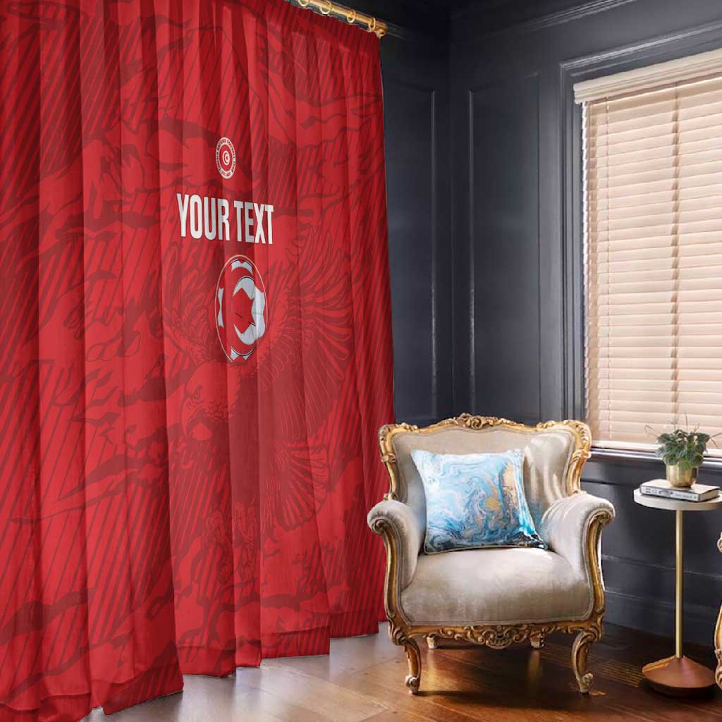 Custom Tunisia Football Window Curtain 2026 Eagles of Carthage Red Grunge - African Pride