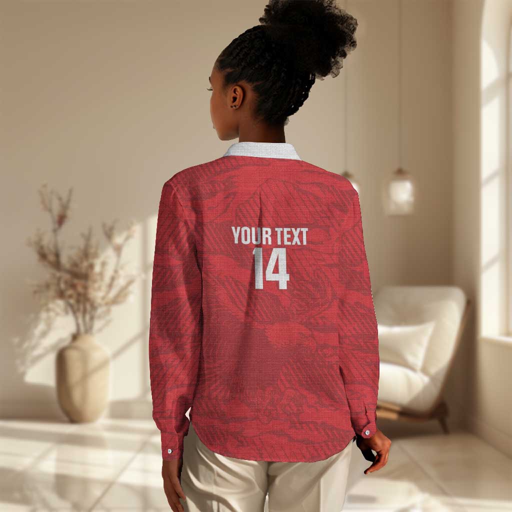 Custom Tunisia Football Women Casual Shirt 2026 Eagles of Carthage Red Grunge - African Pride