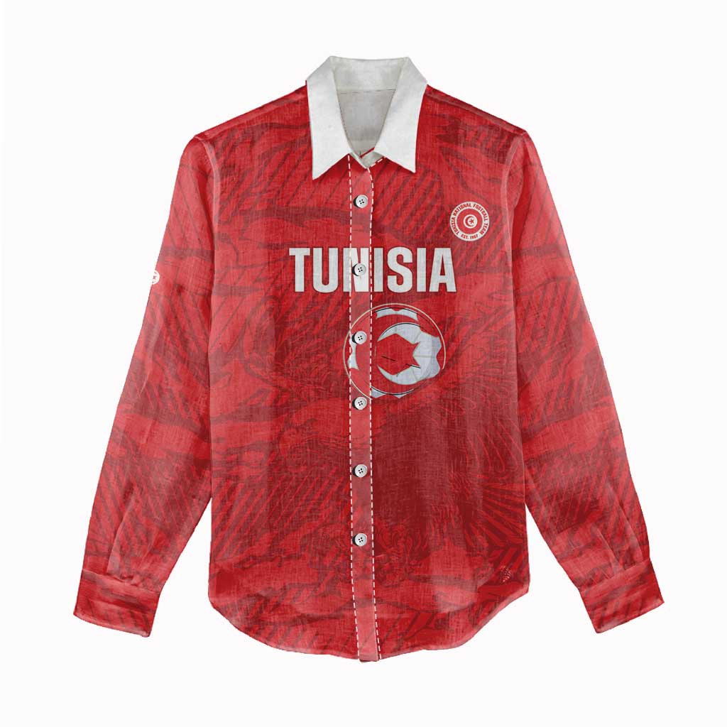 Custom Tunisia Football Women Casual Shirt 2026 Eagles of Carthage Red Grunge - African Pride