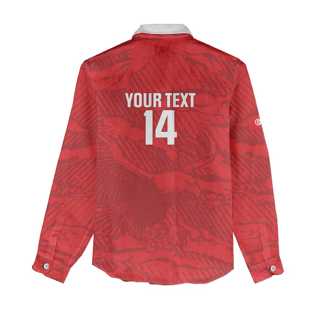 Custom Tunisia Football Women Casual Shirt 2026 Eagles of Carthage Red Grunge - African Pride