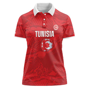 Custom Tunisia Football Women Polo Shirt 2026 Eagles of Carthage Red Grunge - African Pride