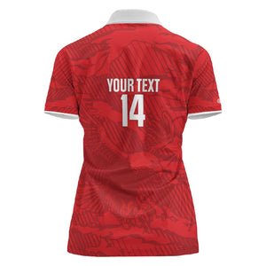Custom Tunisia Football Women Polo Shirt 2026 Eagles of Carthage Red Grunge - African Pride