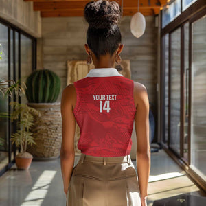 Custom Tunisia Football Women Sleeveless Polo Shirt 2026 Eagles of Carthage Red Grunge - African Pride