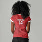 Custom Tunisia Football Women V-Neck T-Shirt 2026 Eagles of Carthage Red Grunge LT14