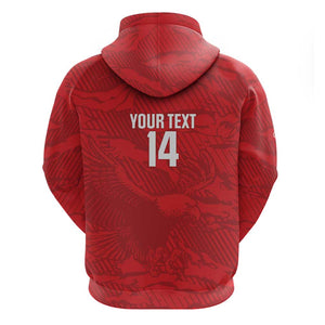 Custom Tunisia Football Zip Hoodie 2026 Eagles of Carthage Red Grunge - African Pride