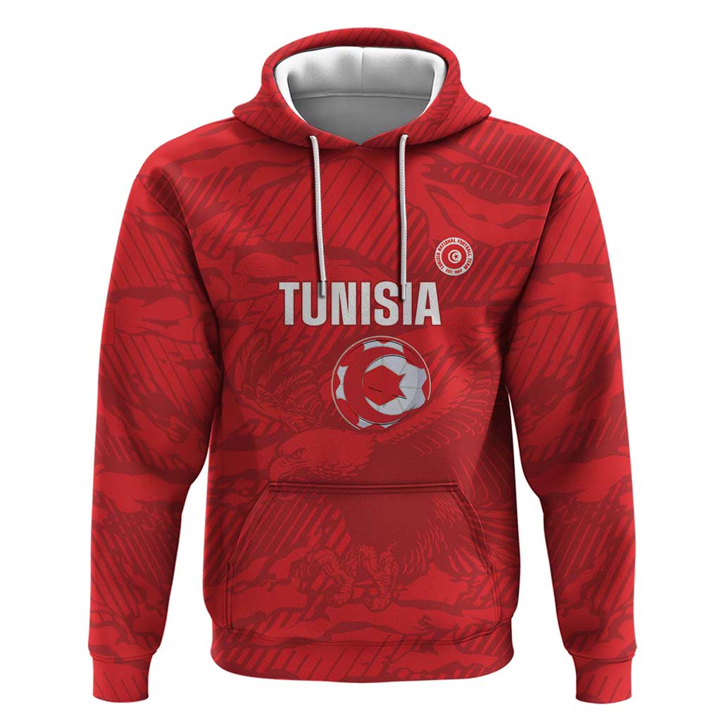 Custom Tunisia Football Zip Hoodie 2026 Eagles of Carthage Red Grunge - African Pride